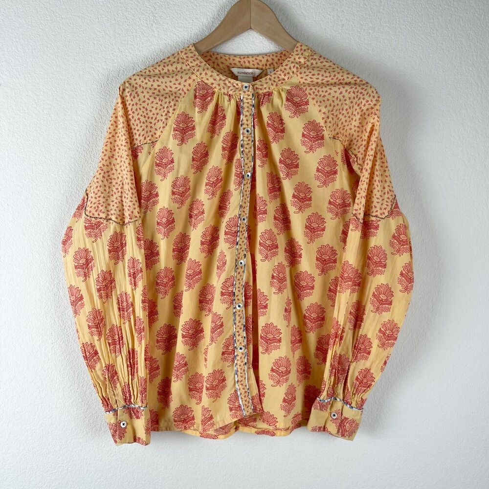 Floral Print Women's Top - Yellow and Red